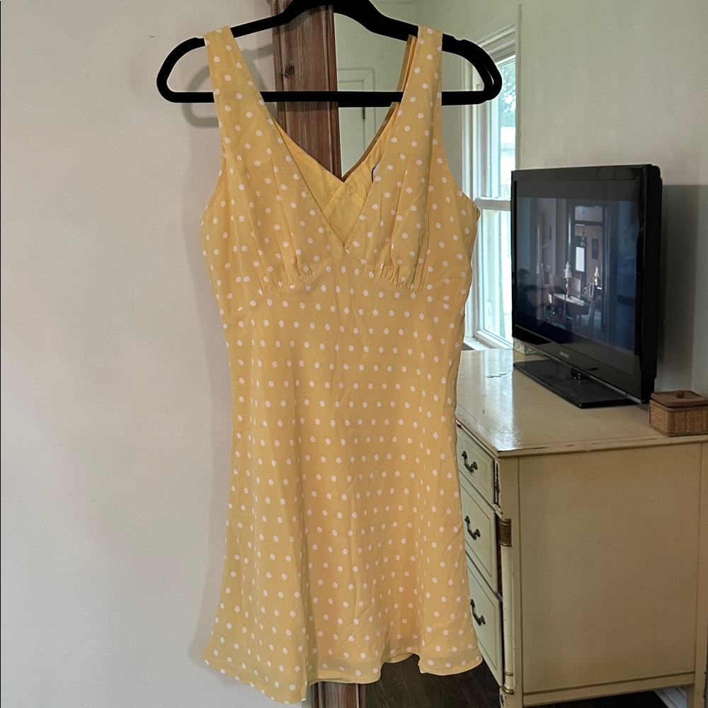 Princess Polly mini Nellie Yellow Polka Dot Sleeveless Dress